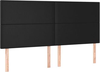 vidaXL Cabecero Con Luces Led Cuero Sint&eacute;tico Negro 160x5x118/128 Cm Vidaxl