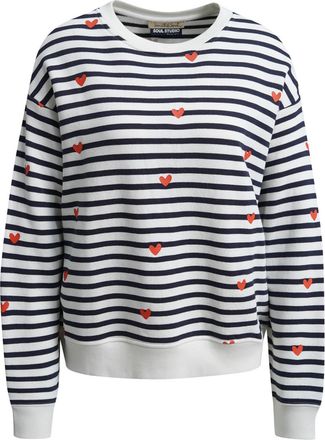 Smith & Soul Sweatshirt SMITH & SOUL, Damen, Gr. XXL, marine, Sweatware, Obermaterial: 80% Baumwolle, 20% Modal, bedruckt, gestreift, relaxed fit normal, Rundhals,