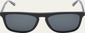 Saint Laurent Mens Slim Acetate Aviator Sunglasses with Logo