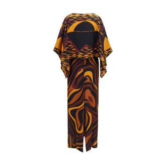Emilio Pucci Silk Printed Cape Dress - Multicolor