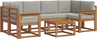 vidaXL Conjunto De Sof&aacute;s De Exterior 7 Uds. Gris Natural Y Claro Vidaxl