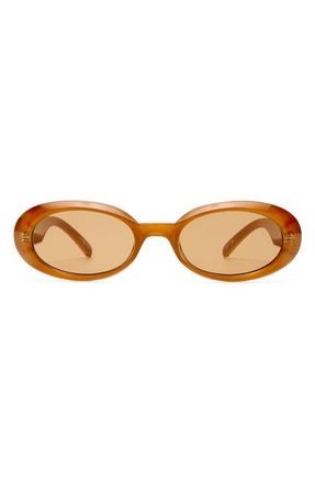 Le Specs Work It 53mm Oval Sunglasses in Gold Pearl /Tan Tint at Nordstrom