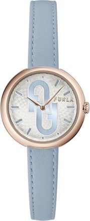 Furla Watches, female, Blue, Size: ONE SIZE Leather Dress Watch with Dial