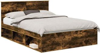 vidaXL Bed Frame Smoked Oak 140 x 200 cm Solid Pine Wood vidaXL