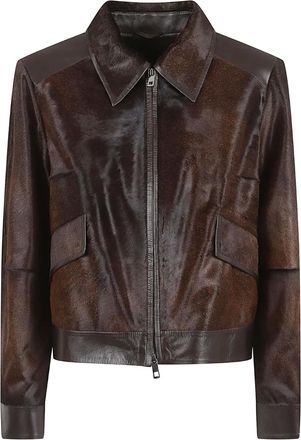 DESA 1972 zip-fastening leather jacket - Brown