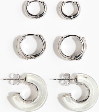 H&M 3 Paar Hoop-Ohrringe - Silber