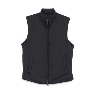 Herno Vests, male, Blue, Size: 2XL Padded Waistcoat with Two-Way Zip