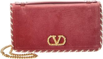 Valentino Vlogo Signature Velvet Wallet On Chain