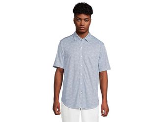 Tommy Bahama San Lucio Lotus Shirt Short Sleeve Mens Clothing Stellar Sapphire : XL, Cotton/Polyester