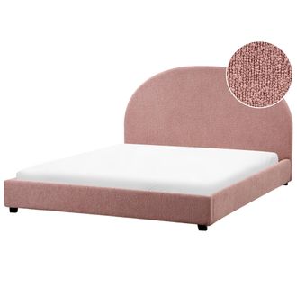 Beliani Beliani - Cama Con Somier Minimalista De Boucl&eacute; 160 X 200 Cm Rosa Pastel Vaucluse