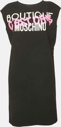 Moschino Boutique Moschino Black Printed Crepe Shift Dress