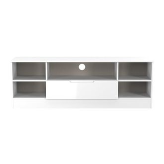 Lewis's Milan Wide 1 Drawer TV & Media Unit in White Gloss & White Matt - Ready Assembled - Lewiss Home | TJ Hughes