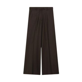 Frankie Shop Brickell Flannel Trousers - female - The Frankie Shop - Wide Trousers - Brown - S - Trousers