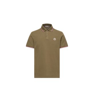 Moncler Moncler Tricolor-trimmed Cotton Piquet Polo Shirt, Men, Green, Size: 3xl