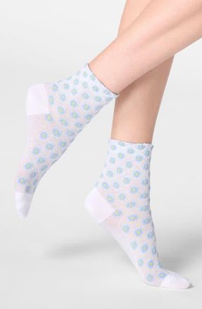 Orobl&ugrave; Tiny Bloom Ankle Socks in Sky at Nordstrom