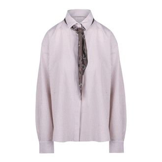 8pm Shirts, female, Beige, Size: XS Camicia Cannes a righe con foulard