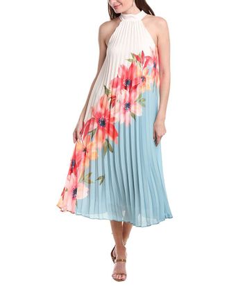 Adrianna Papell Floral Pleated Chiffon Dress