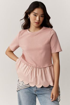 English Factory Cotton Scallop Peplum Top