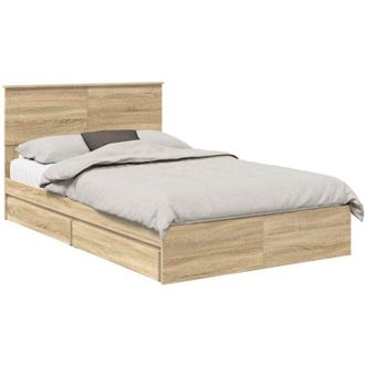 vidaXL Storage Bed with Drawer Sonoma Oak 120 x 200 cm Engineered Wood vidaXL