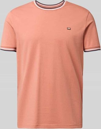 Christian Berg T-Shirt mit Kontraststreifen und Rundhalsausschnitt in Lachs, Gr&ouml;&szlig;e 3XL