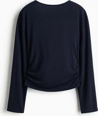 H&M Jerseyshirt mit Wasserfallausschnitt - Blue