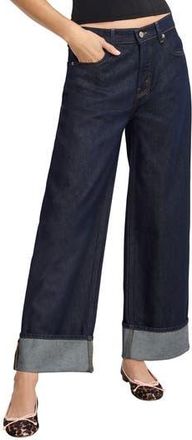 Good American High Waist Cuffed Baggy Wide Leg Jeans in Indigo1006 at Nordstrom Rack, Size 15