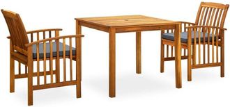 vidaXL Vidaxl - Set Comedor De Jard&iacute;n 3 Pzas Y Cojines Madera Maciza De Acacia