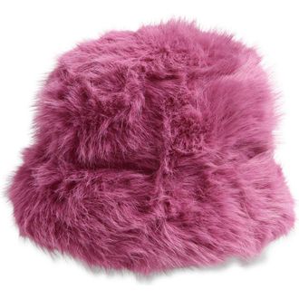 Tasha Extra Fluffy Faux Fur Bucket Hat in Pink at Nordstrom Rack