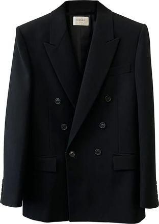 Saint Laurent Cassandre wollen gabardine blazer met dubbele rij knopen - Zwart