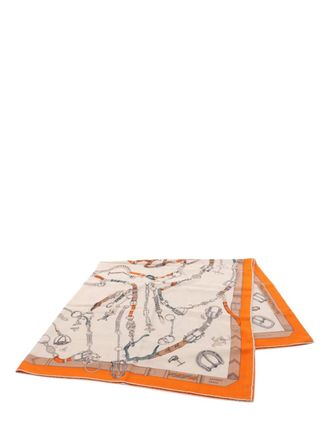 Herm&egrave;s 1990-2025 Les Chevaux Dechaines Cashmere Scarf scarves - Marrone