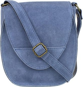 Girly HandBags Oval Flap Suede Shoulder Bag (Denim)