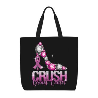 Generic Women Handbag Crush Breast Cancer Awareness Ladies Shopping Shoulder Bag Large Capacity Folding Shopping Bags, For Gym, Work, School, Graduation, Wedd