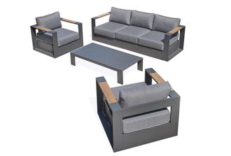 DCB Garden Sal&oacute;n de jard&iacute;n 5 plazas en aluminio y reposabrazos en HPL