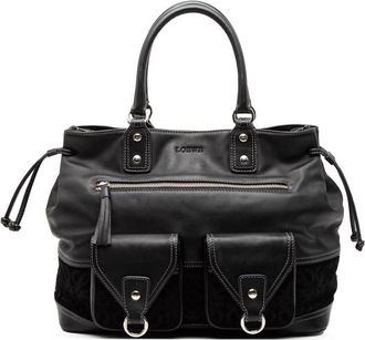 Loewe Pre-owned Loewe Calfskin and Suede Anagram Pocket Tote Ladies 290506