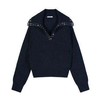 Patrizia Pepe Maglia in misto lana con borchie - - Knitwear - Donna - Nero - S