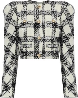 VETEMENTS Tweed Blazer met Lurex Garen - Dames - Blazers - Beige - XS - Tweed - Jassen