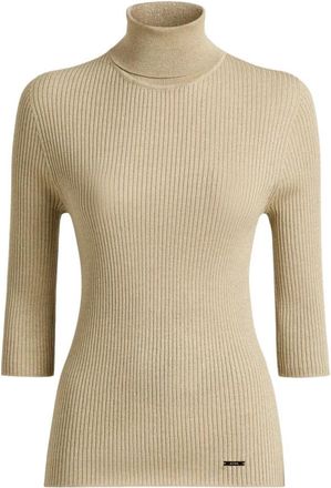 Kiton Beige Wol Polo Hals Top - Dames - Coltruien - Beige - M - Wol - Truien & Vesten