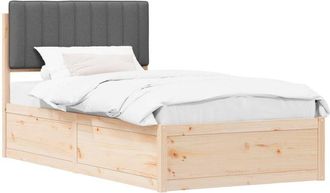 vidaXL Bed Frame with Upholstered Headboard Dark Grey 100 x 200 cm vidaXL