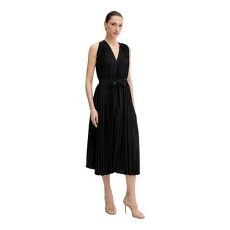 Twinset Pliss&eacute; Midi Jurk - Dames - Casual kleedjes - Zwart - M - Katoen - Kleedjes