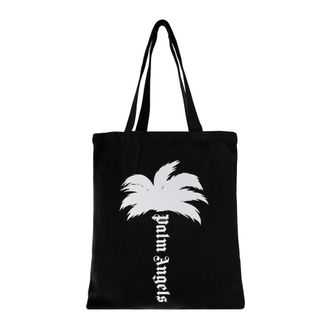 Palm Angels Logo Tote Bag - Heren - Tassen - Zwart - Maat: ONE Size Katoen