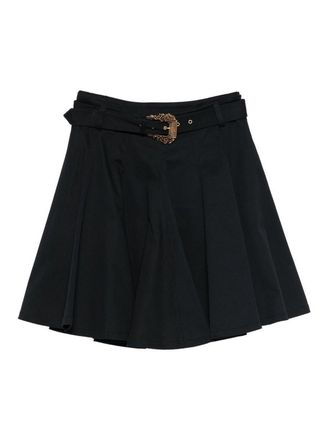 Versace Jeans Couture Mini Skirt In Black Cotton With Belt