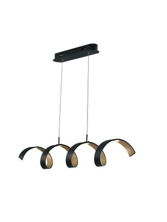Luce-Ambiente-Design Helix Suspension in Black Aluminum and Gold 20w Warm Light 80 Cm