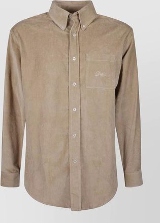 Drôle de Monsieur button-down collar corduroy shirt chest pocket