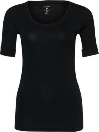Marc Cain Hoogwaardig Basic-Shirt - Dames - T-shirts - Zwart - L - Katoen - Tops