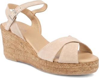 Jones Bootmaker Womens Raelina Leather Wedged Espadrilles - Sand - Size UK 4