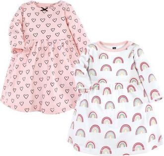 Hudson Baby Double Pack of Long-Sleeve Dress in Modern Rainbow at Nordstrom, Size 4T