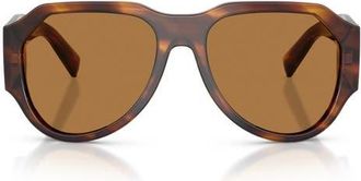 Dolce & Gabbana 58mm Pilot Sunglasses in Striped Brown /Bronze at Nordstrom