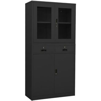 vidaXL Armario Oficina Acero Y Vidrio Templado Antracita 90x40x180 Cm Vidaxl