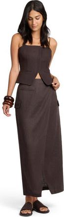 Onia Linen Utility Wrap Maxi Skirt in Espresso at Nordstrom, Size 00