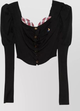 Vivienne Westwood silk wool ruched square neck long sleeve blouse
